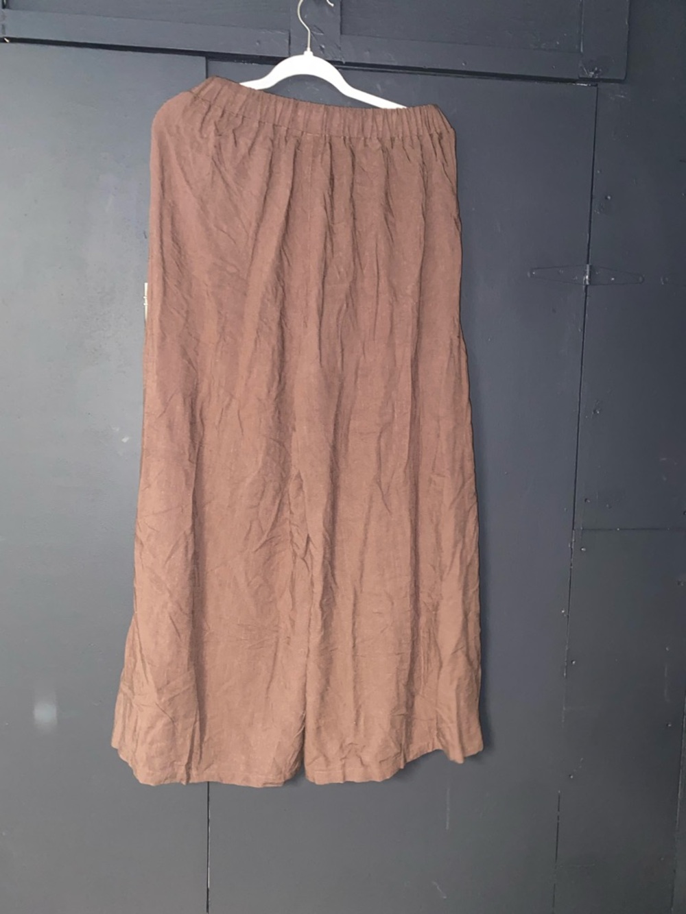 Amazon Brown Linen Maxi Skirt with Elastic Waistband